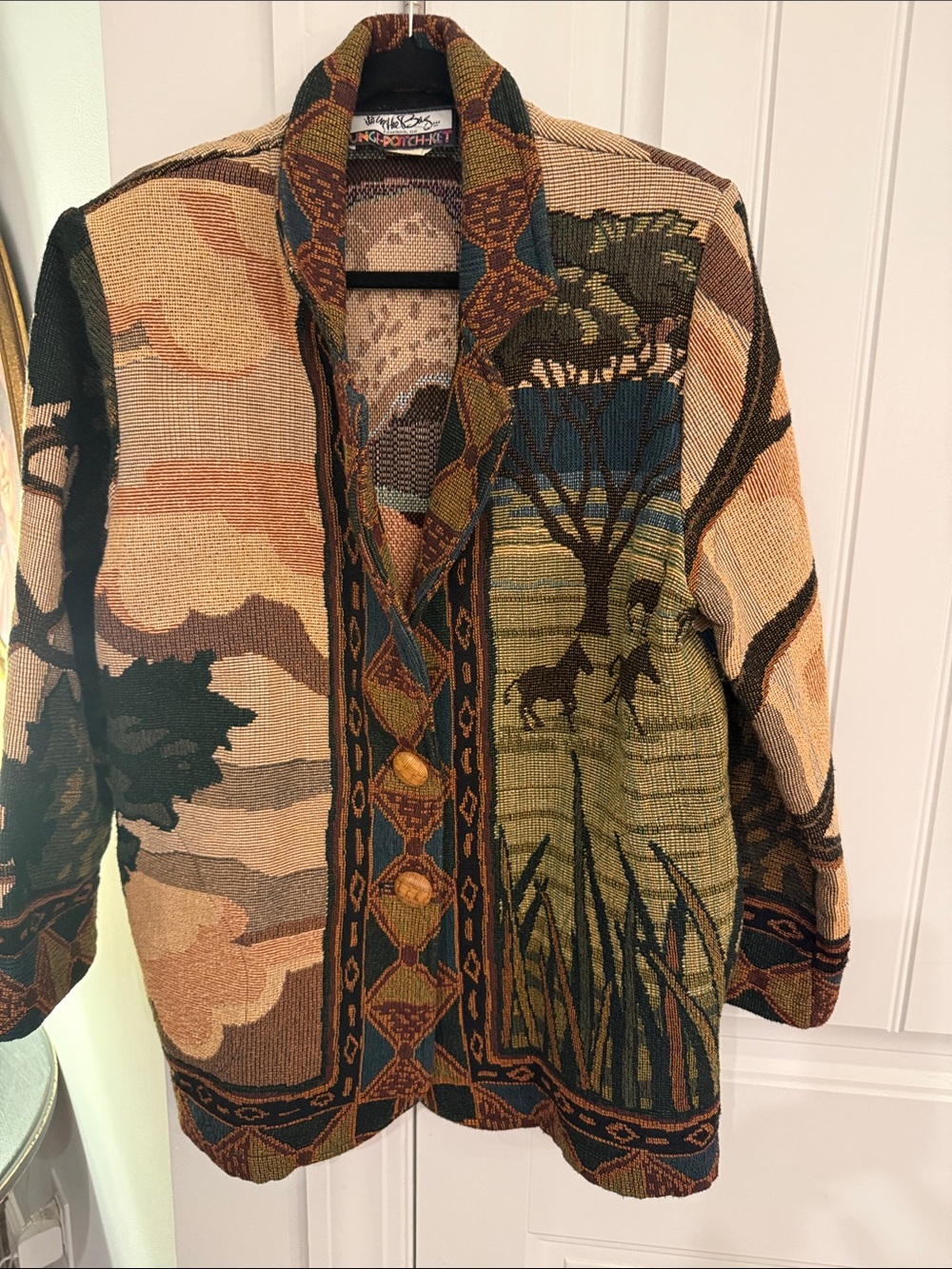 Tapestry-Style Scenic Blazer Jacket - Multicolor